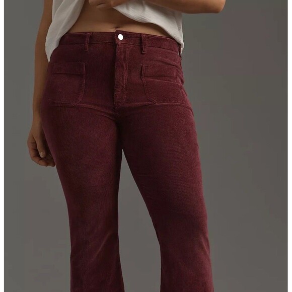 Anthropologie Pilcro Size 26 The Icon Corduroy Flare Jeans Mid Rise Wine Y2K - Picture 13 of 16